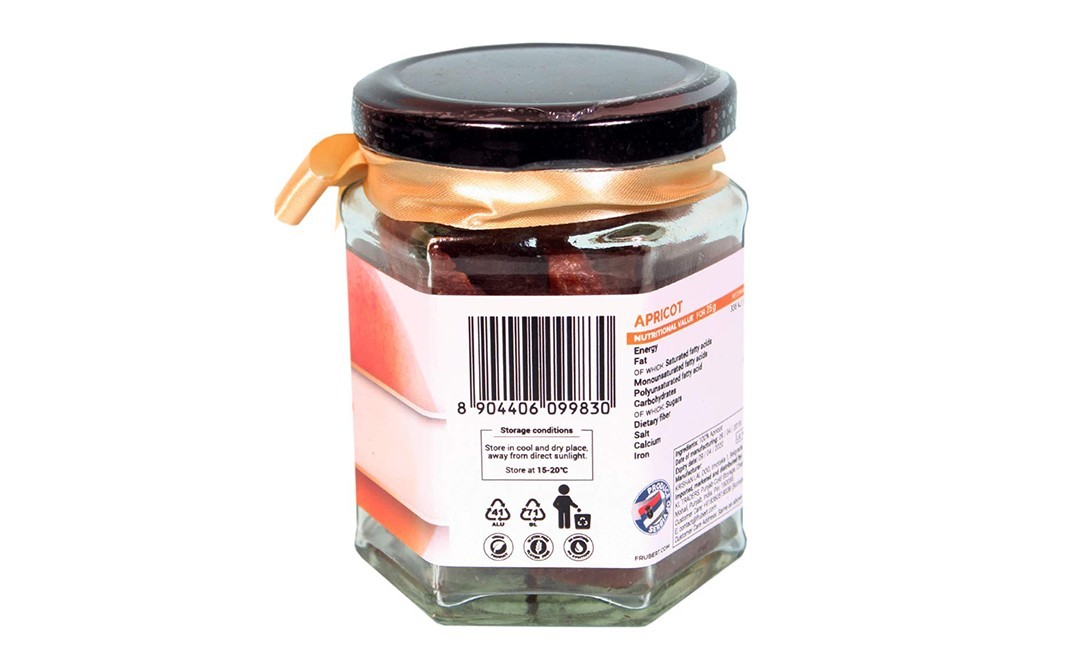Frubert Dried Apricot    Glass Jar  100 grams